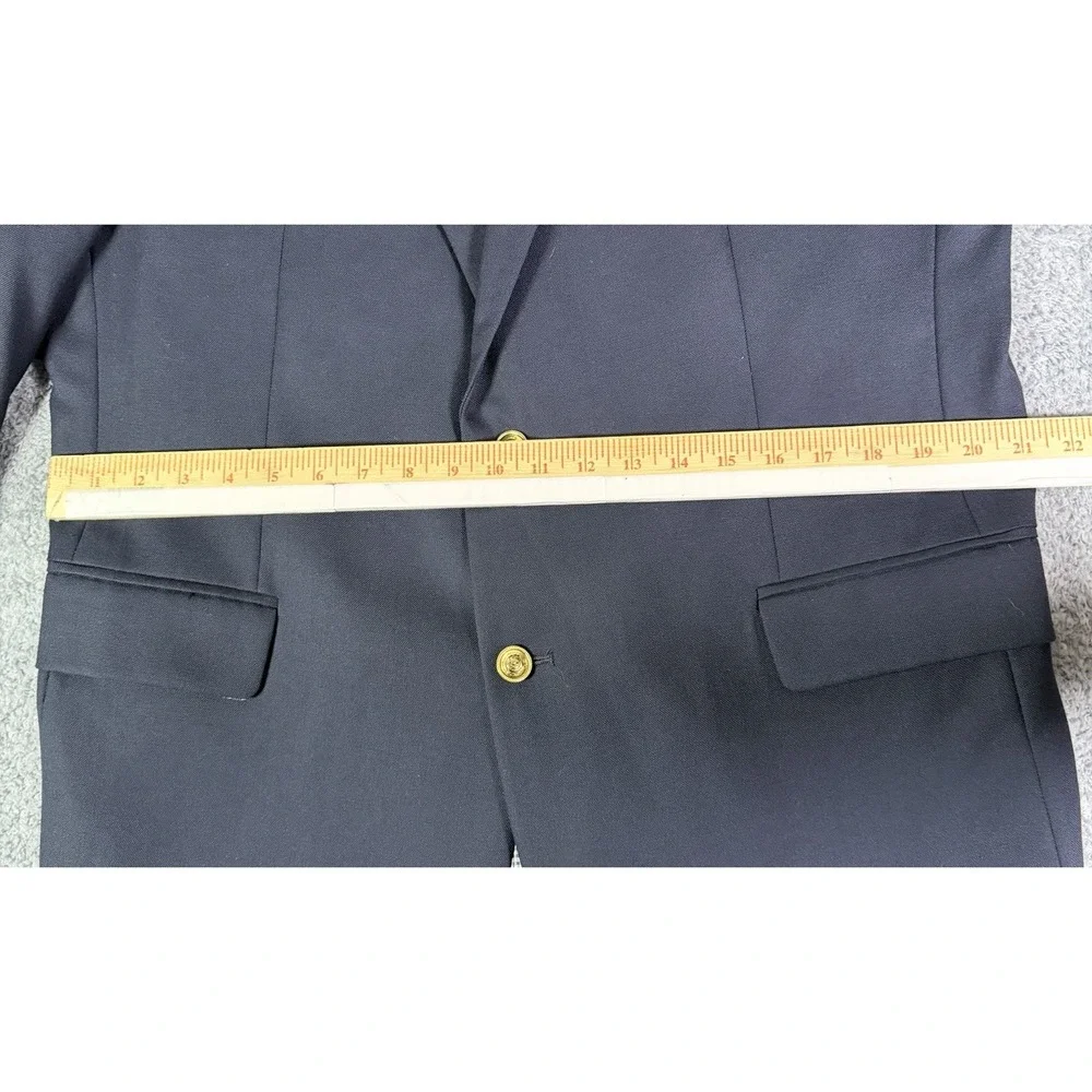 Stafford Wool Blazer Mens 44L Navy Blue 2 Gold Button Classic Fit Executive Coat